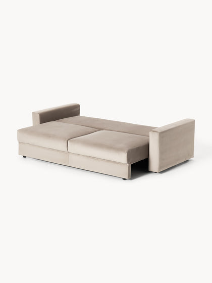 Westwing Sofá Cama De Terciopelo Tasha (3 plazas) Con Espacio De Almacenamiento