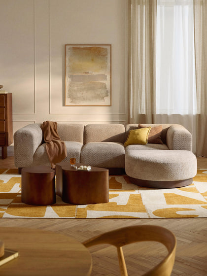 Westwing Sofá Modular Con Reposapiés De Borreguillo Bouclé Natalie (3 Plazas)