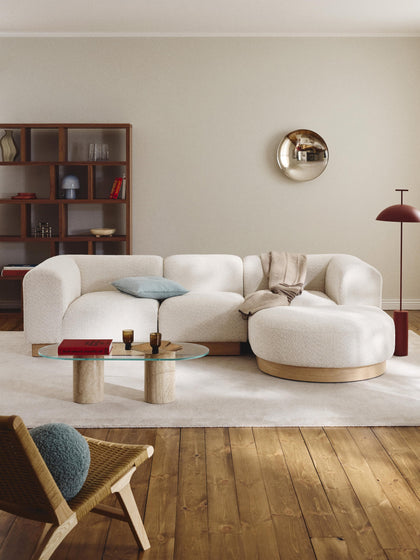 Westwing Sofá Modular Con Reposapiés De Borreguillo Bouclé Natalie (3 Plazas)