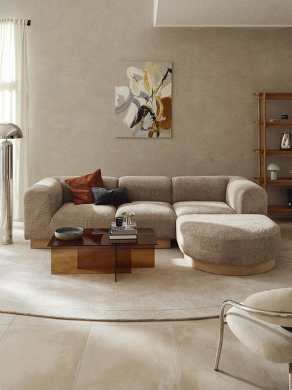 Westwing Sofá Modular Con Reposapiés De Borreguillo Bouclé Natalie (3 Plazas)