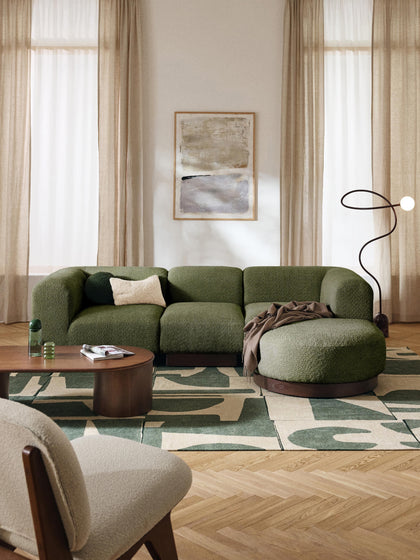 Westwing Sofá Modular Con Reposapiés De Borreguillo Bouclé Natalie (3 Plazas)