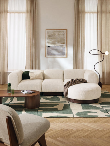 Westwing Sofá Modular Con Reposapiés De Borreguillo Bouclé Natalie (3 Plazas)