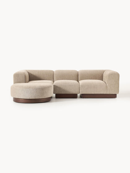 Westwing Sofá modular con reposapiés de borreguillo bouclé Natalie (3 plazas)