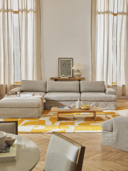 Westwing Sofá Modular Con Reposapiés Izquierdo/derecho Russell (4 Plazas) Desenfundable