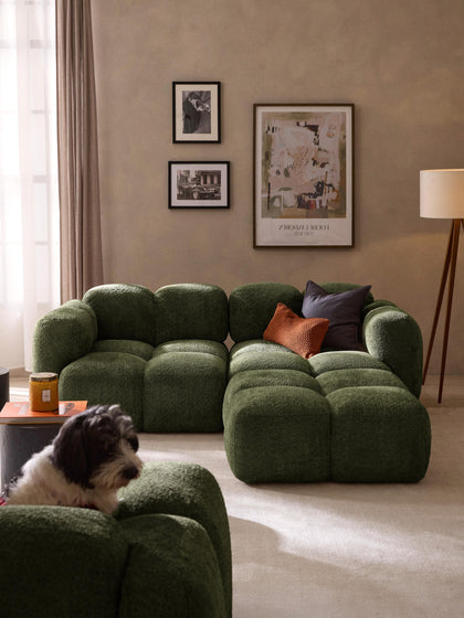 Westwing Sofá Modular De Borreguillo Bouclé Con Reposapiés Tayla (3 Plazas)