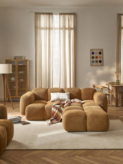 Westwing Sofá Modular De Borreguillo Bouclé Con Reposapiés Izquierdo/derecho Tayla (3 Plazas)