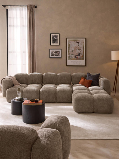 Westwing Sofá Modular De Borreguillo Bouclé Con Reposapiés Tayla (4 Plazas)