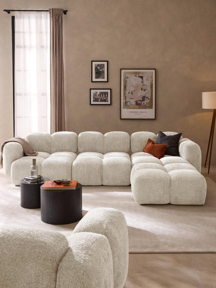 Westwing Sofá Modular De Borreguillo Bouclé Con Reposapiés Tayla (4 Plazas)