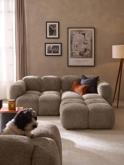 Westwing Sofá Modular De Borreguillo Bouclé Con Reposapiés Tayla (3 Plazas)