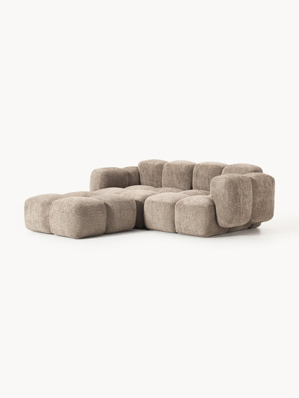 Westwing Sofá Modular De Borreguillo Bouclé Con Reposapiés Tayla (3 Plazas)