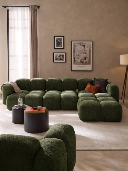 Westwing Sofá Modular De Borreguillo Bouclé Con Reposapiés Tayla (4 Plazas)