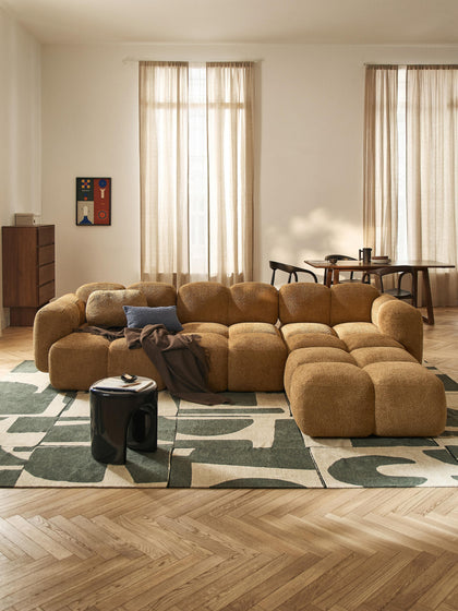 Westwing Sofá Modular De Borreguillo Bouclé Con Reposapiés Izquierdo/derecho Tayla (4 Plazas)