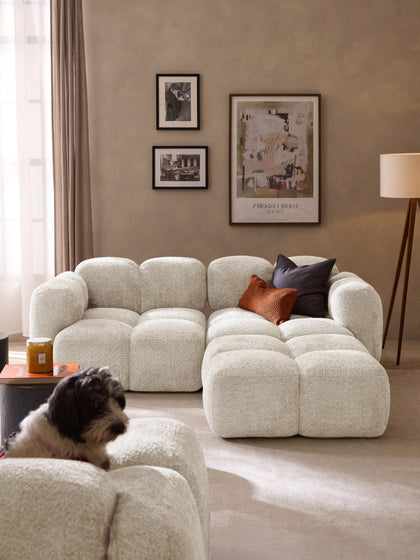 Westwing Sofá Modular De Borreguillo Bouclé Con Reposapiés Tayla (3 Plazas)