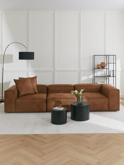 Westwing Sofá Modular De Cuero Reciclado Lennon (4 plazas)