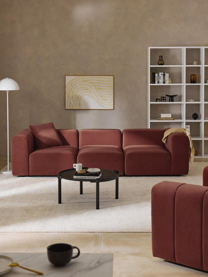 Westwing Sofá Modular De Terciopelo Con Reposapiés Lena (3 Plazas)