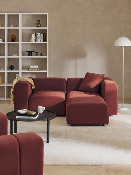 Westwing Sofá Modular De Terciopelo Con Reposapiés Lena (3 Plazas)