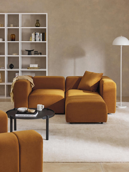 Westwing Sofá Modular De Terciopelo Con Reposapiés Lena (3 Plazas)