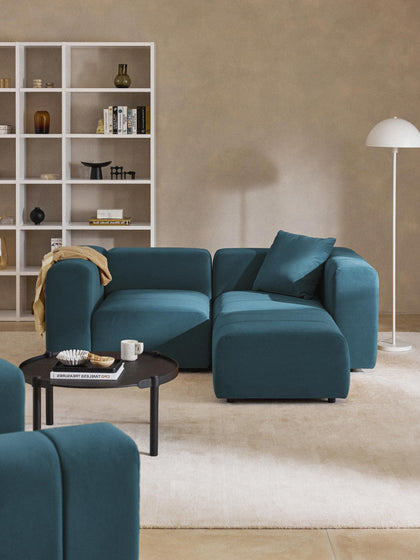 Westwing Sofá Modular De Terciopelo Con Reposapiés Lena (3 Plazas)