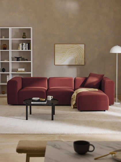 Westwing Sofá Modular De Terciopelo Con Reposapiés Lena (4 Plazas)