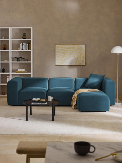 Westwing Sofá Modular De Terciopelo Con Reposapiés Lena (4 Plazas)