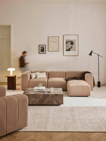 Westwing Sofá Modular En Tejido Bouclé Con Reposapiés Izquierdo/derecho Lena (4 Plazas)