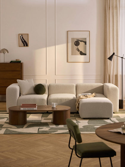 Westwing Sofá Modular En Tejido Bouclé Con Reposapiés Izquierdo/derecho Lena (4 Plazas)