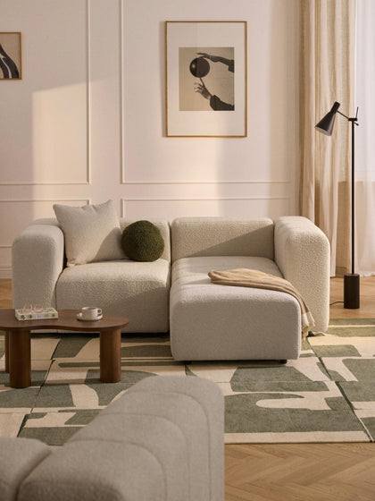 Westwing Sofá Modular En Tejido Bouclé Con Reposapiés Izquierdo/derecho Lena (3 Plazas)