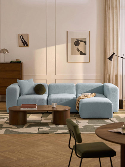 Westwing Sofá Modular En Tejido Bouclé Con Reposapiés Izquierdo/derecho Lena (4 Plazas)