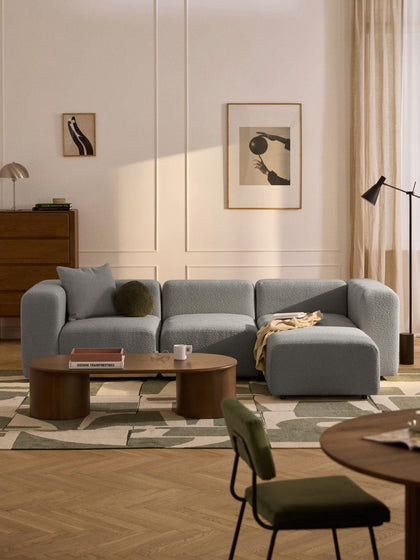 Westwing Sofá Modular En Tejido Bouclé Con Reposapiés Izquierdo/derecho Lena (4 Plazas)