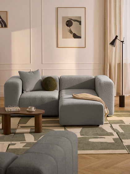 Westwing Sofá Modular En Tejido Bouclé Con Reposapiés Izquierdo/derecho Lena (3 Plazas)