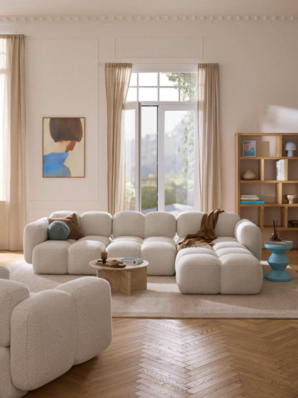 Westwing Sofá Modular En Tejido Bouclé Con Reposapiés Tayla (4 Plazas)