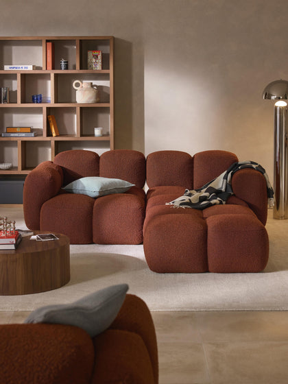 Westwing Sofá Modular En Tejido Bouclé Con Reposapiés Tayla (3 Plazas)