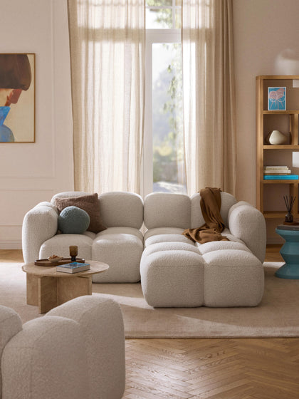 Westwing Sofá Modular En Tejido Bouclé Con Reposapiés Tayla (3 Plazas)