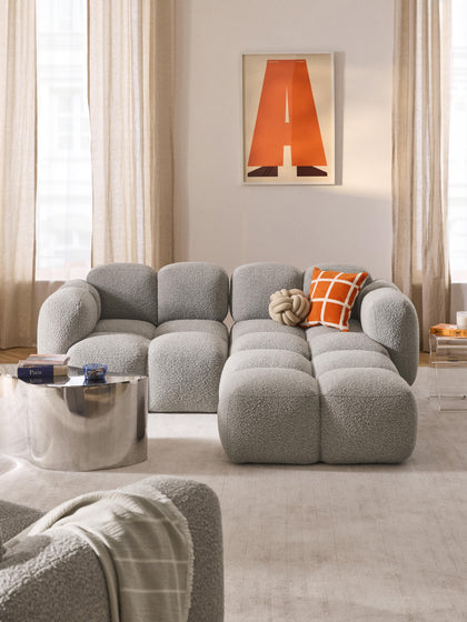 Westwing Sofá Modular En Tejido Bouclé Con Reposapiés Tayla (3 Plazas)