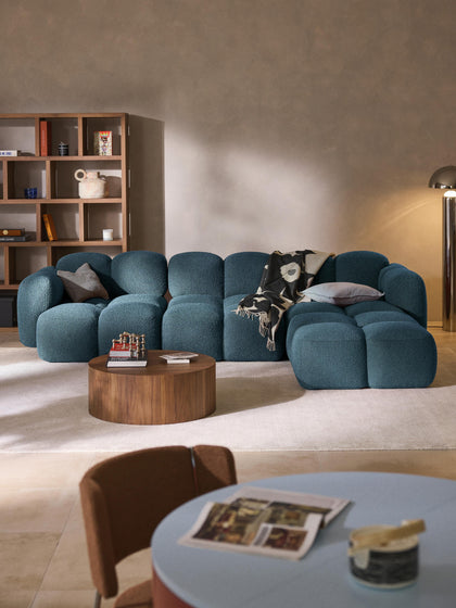 Westwing Sofá Modular En Tejido Bouclé Con Reposapiés Tayla (4 Plazas)