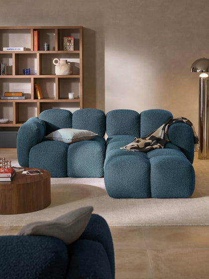 Westwing Sofá Modular En Tejido Bouclé Con Reposapiés Tayla (3 Plazas)