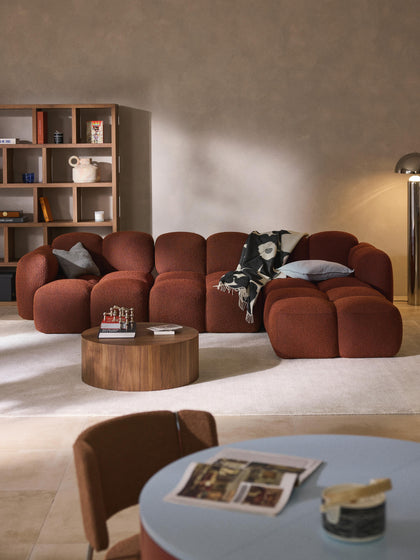 Westwing Sofá Modular En Tejido Bouclé Con Reposapiés Tayla (4 Plazas)