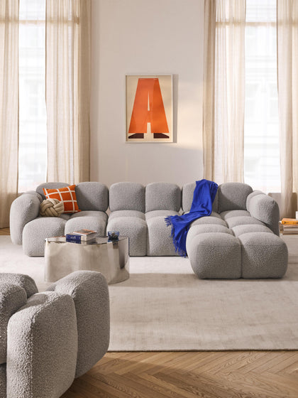 Westwing Sofá Modular En Tejido Bouclé Con Reposapiés Tayla (4 Plazas)