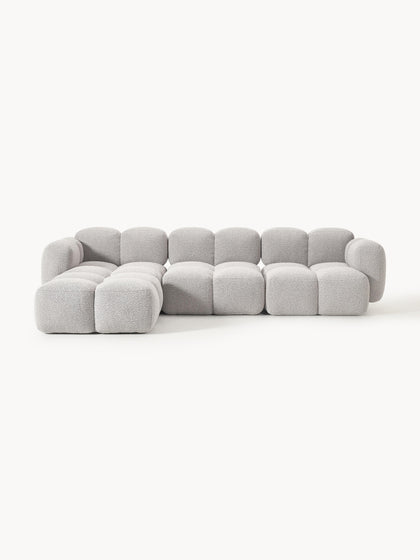 Westwing Sofá modular en tejido bouclé con reposapiés Tayla (4 plazas)