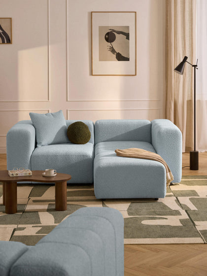 Westwing Sofá Modular En Tejido Bouclé Lena (3 Plazas) Con Reposapiés