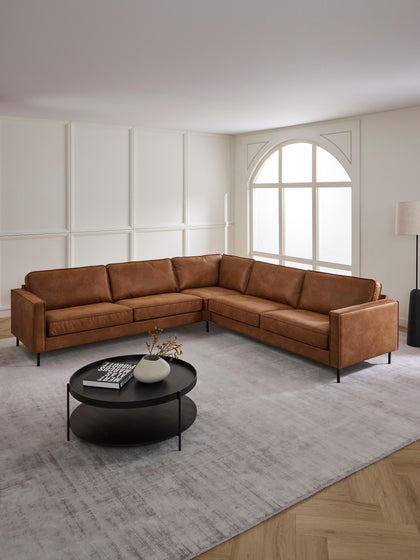 Westwing Sofá Rinconera Extra Grande De Cuero Reciclado Hunter