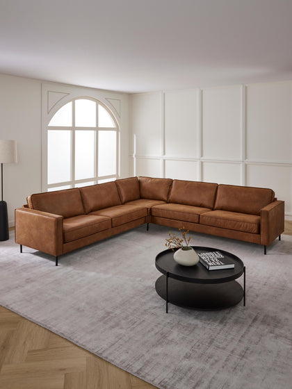 Westwing Sofá Rinconera Grande De Cuero Reciclado Hunter