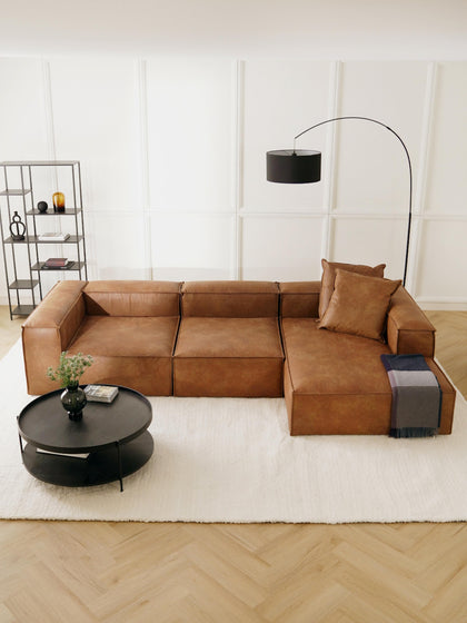 Westwing Sofá Rinconera Modular De Cuero Reciclado Lennon