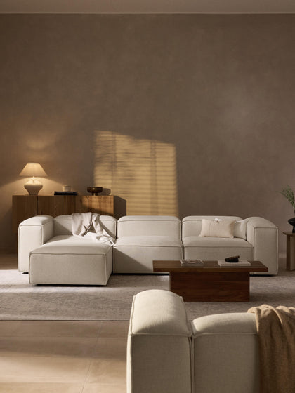 Westwing Sofá Rinconera Modular De Mezcla De Lino Con Reposapiés Izquierdo/derecho Lennon (4 Plazas)