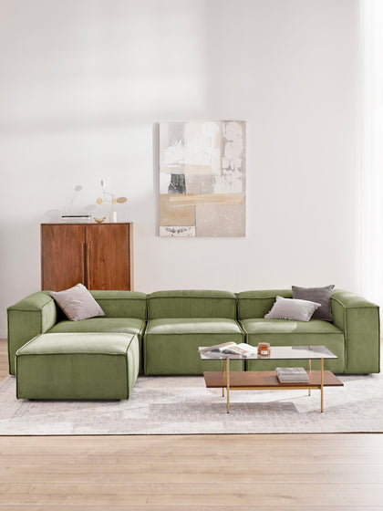 Westwing Sofá Rinconera Modular De Pana Con Reposapiés Izquierdo/derecho Lennon (4 plazas)