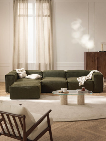 Westwing Sofá Rinconera Modular En Tejido Bouclé Con Reposapiés Izquierdo/derecho Lennon (4 plazas)