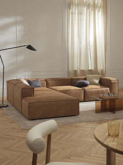 Westwing Sofá Rinconera Modular Grande De Cuero Reciclado Lennon