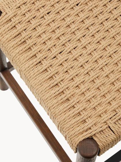 Westwing Taburete Alto De Madera De Roble Con Asiento Trenzado Yalia