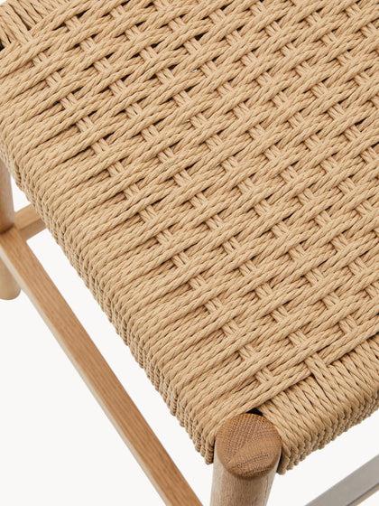 Westwing Taburete Alto De Madera De Roble Con Asiento Trenzado Yalia