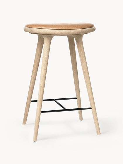 Westwing Taburete alto de madera de roble High Stool